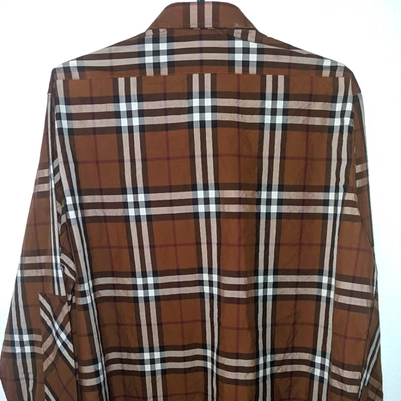 Mens Burberry Brown Coulsdon Check Poplin Button-Down sz Medium - Picture 3 of 8
